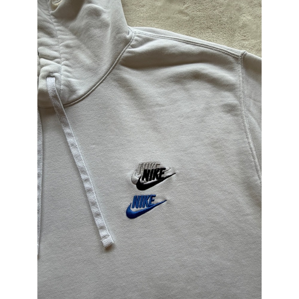 Nike White Multi Logo Embroidered‎ Pullover Hoodie Mens XL Excellent